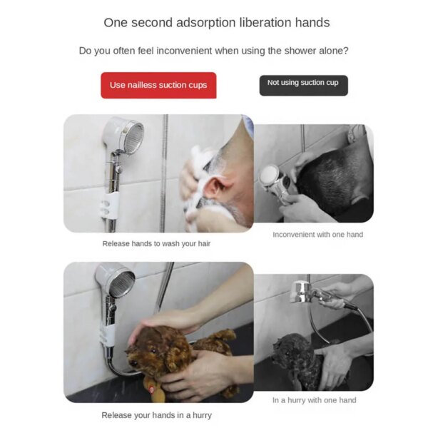 Support de pomme de douche en silicone réutilisable – Ventouse murale