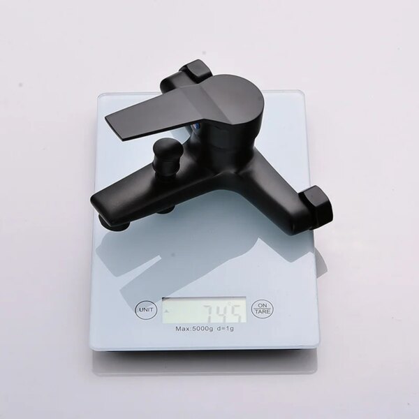 Ensemble mitigeur bain-douche mural noir en laiton – Avec pommeau