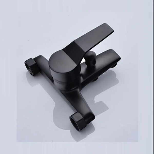 Ensemble mitigeur bain-douche mural noir en laiton – Avec pommeau