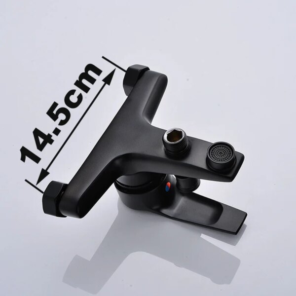 Ensemble mitigeur bain-douche mural noir en laiton – Avec pommeau