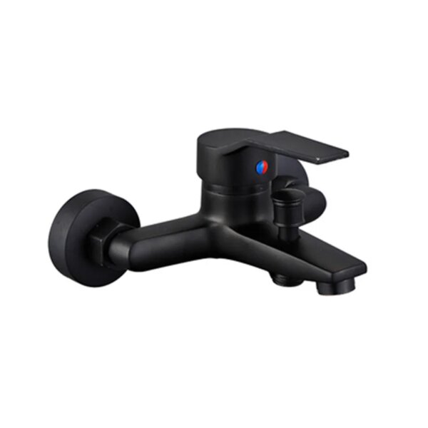 Ensemble mitigeur bain-douche mural noir en laiton – Avec pommeau