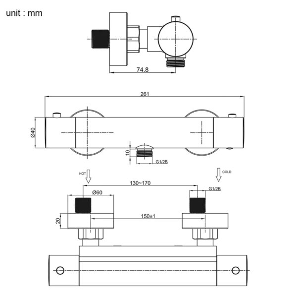 34146-95ef34.jpg mitigeur douche Robinet de douche thermostatique chromé, contrôle de la température