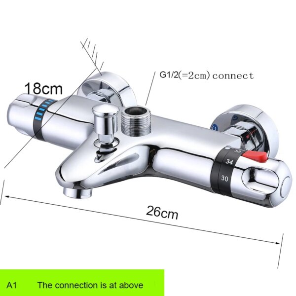 mitigeur douche Robinet de douche thermostatique chromé, contrôle de la température