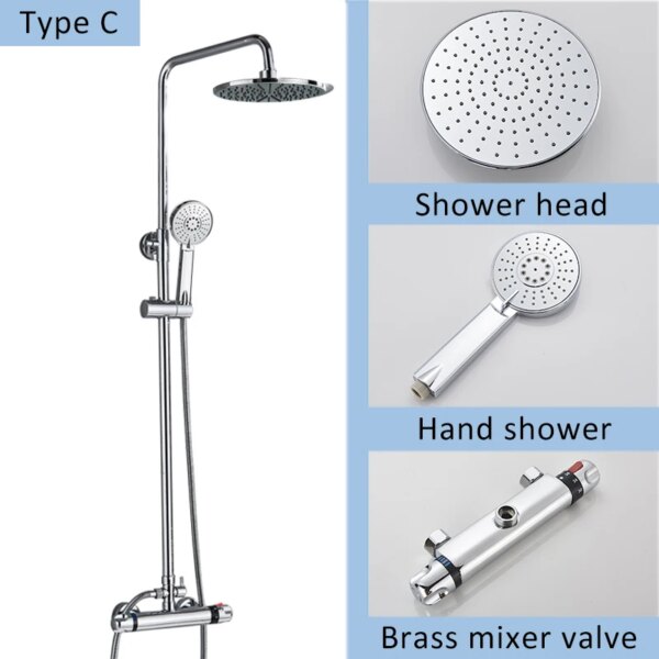 34220-7ff9b8.jpg Mitigeur douche thermostatique complet – Ensemble douche pluie 8 pouces chromé