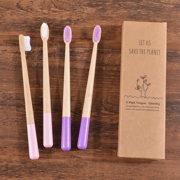 brosse à dent bambou Lot de 5 brosses à dents écologiques en bambou