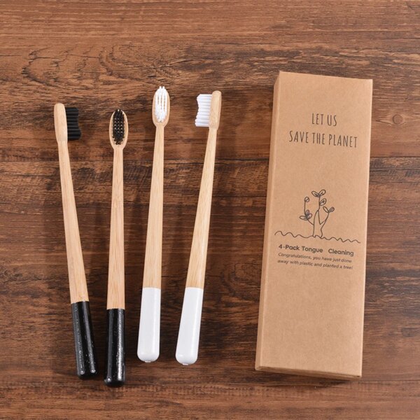 brosse à dent bambou Lot de 5 brosses à dents écologiques en bambou