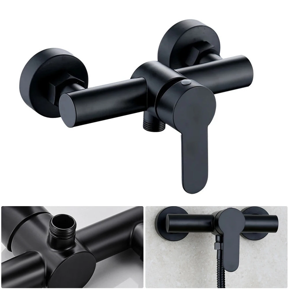 Mitigeur douche mural inox noir – Robinet eau chaude/froide avec carto
