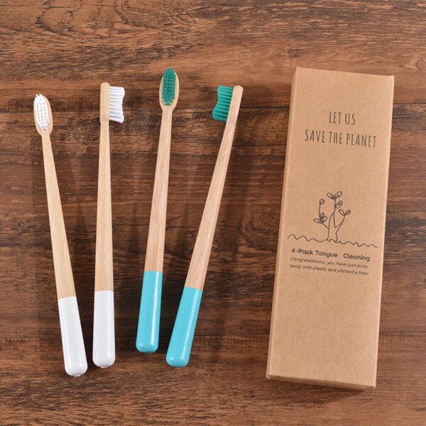 brosse à dent bambou Lot de 5 brosses à dents écologiques en bambou