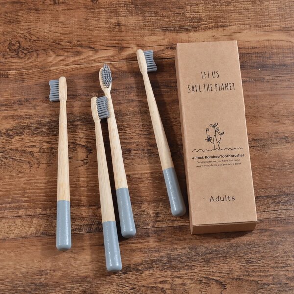 brosse à dent bambou Lot de 5 brosses à dents écologiques en bambou