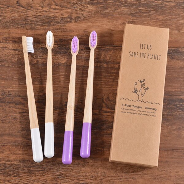 brosse à dent bambou Lot de 5 brosses à dents écologiques en bambou