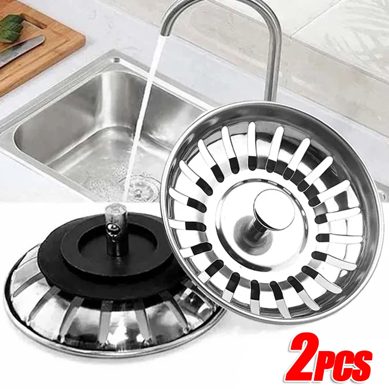 Bonde lavabo filtre inox avec joint caoutchouc – Crépine attrape-cheveux