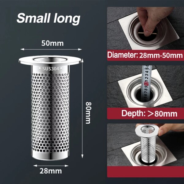 bonde lavabo Filtre de vidange de sol en acier inoxydable, panier à mailles, antirouille