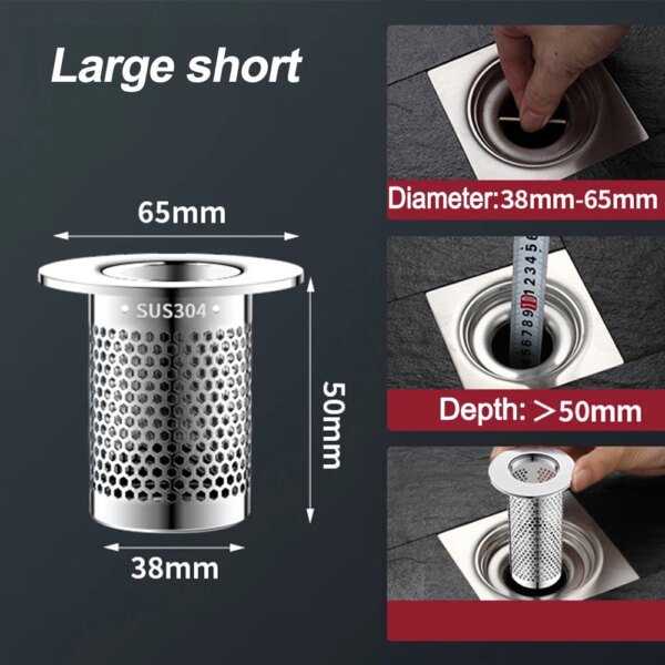 bonde lavabo Filtre de vidange de sol en acier inoxydable, panier à mailles, antirouille