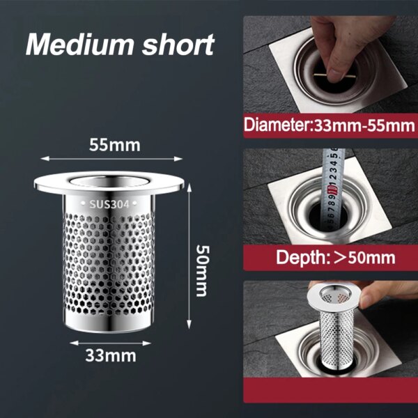 Filtre de vidange en acier inoxydable – Panier anti-cheveux et anti-obstruction