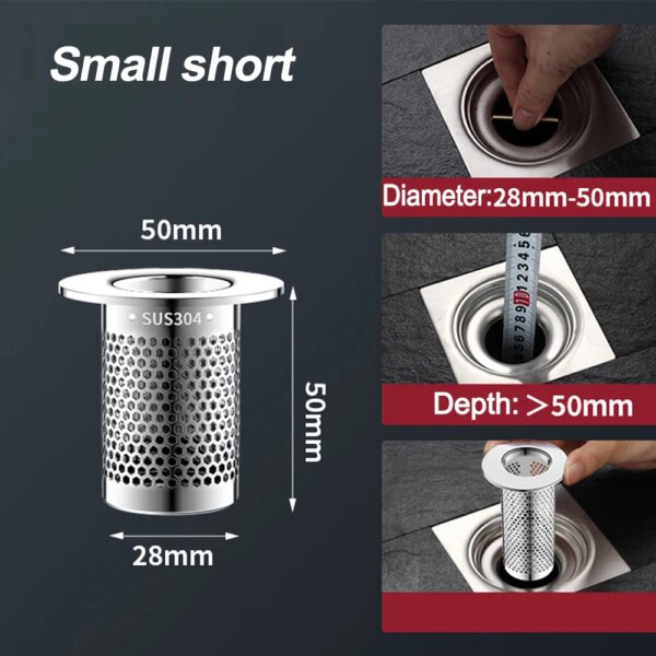 bonde lavabo Filtre de vidange de sol en acier inoxydable, panier à mailles, antirouille