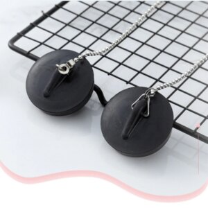 bonde lavabo Bouchon de bain en caoutchouc pratique avec bouchon pour canalisation d'évier à chaîne