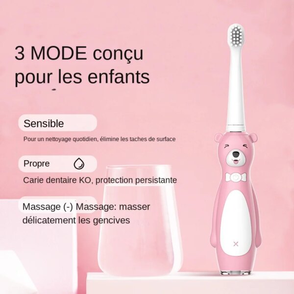Seago – brosse à dents électrique pour enfants de 3 à 6 à 12 ans, brosse à dents à poils doux, Rechargeable, étanche IPX7