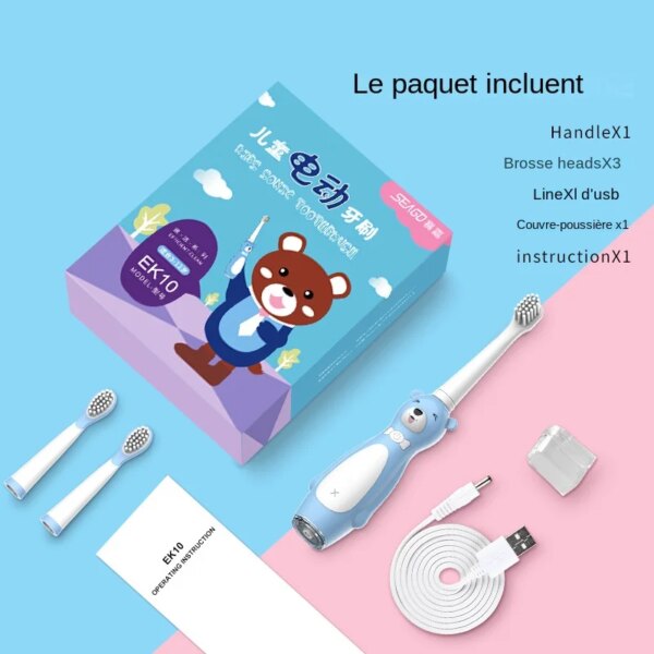 Seago – brosse à dents électrique pour enfants de 3 à 6 à 12 ans, brosse à dents à poils doux, Rechargeable, étanche IPX7