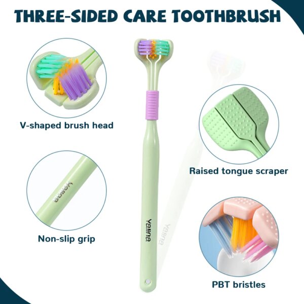 brosse a dent à trois faces pour adulte, poils souples Ultra fins