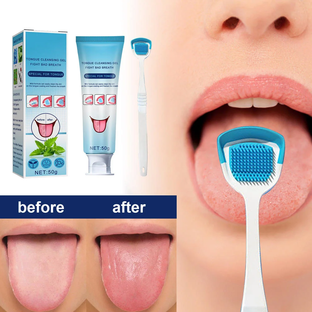 Gel de nettoyage de langue avec brosse – Haleine fraîche