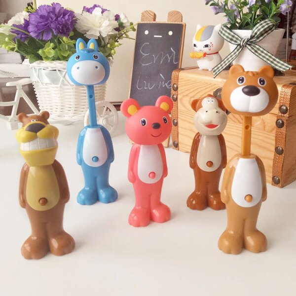 Brosse à dents rétractable pour enfants, en forme d'animal, poils souples, soins d'hygiène buccale