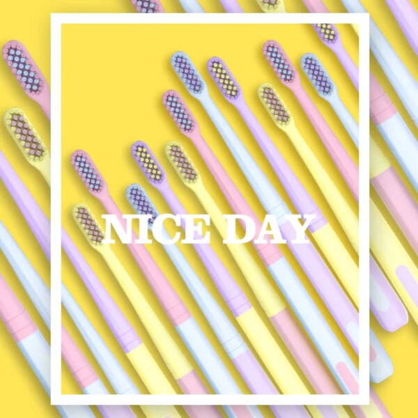 Brosse a dent Macaron naturelle, douce, crème glacée