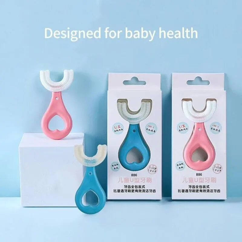 Brosse à dents enfant en forme de U avec support –