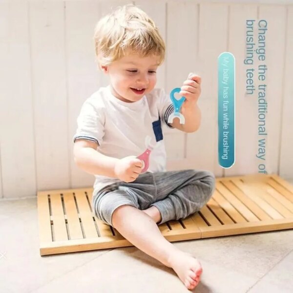 Brosse à dents en forme de U pour enfants, 2 pièces, Instrument de brossage des dents pour bébés, nettoyage Oral, outils de brossage des dents