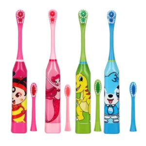 Brosse à dents électrique pour enfants, automatique, ultrasonique, étanche, brosse à dents de dessin animé, outils d'éducation et d'allaitement pour la vie des enfants