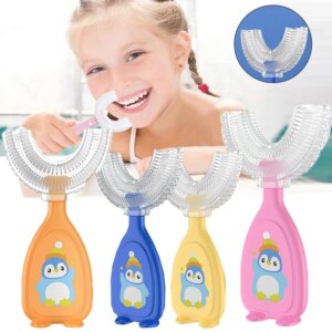 Brosse à dents en forme de U pour enfants, en Silicone, nettoyage à 360 °, soins buccaux, santé, beauté, doux