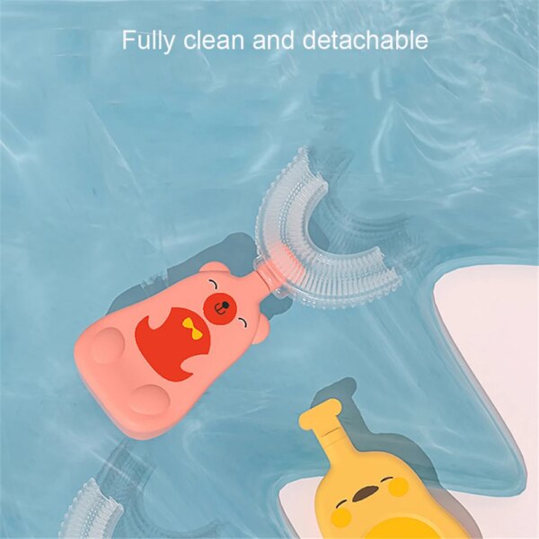 Brosse à dents pour bébé de 2 à 12 ans, brosse de nettoyage des dents pour enfants brosse à dents en Silicone souple de qualité alimentaire en forme de U brosse à dents pour nouveau-né