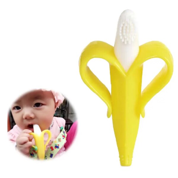 Brosse à dents en Silicone pour bébé, sans BPA, forme banane, anneau de dentition sûr, jouets à mâcher, anneau de dentition, cadeau, accessoire pour bébé