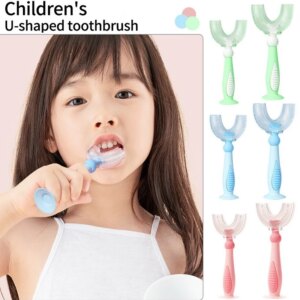 Brosse à dents en forme de U pour bébés, 360 degrés, nettoyage, fourrure douce, matériau de qualité alimentaire, brosse à dents pour enfants, fournitures quotidiennes