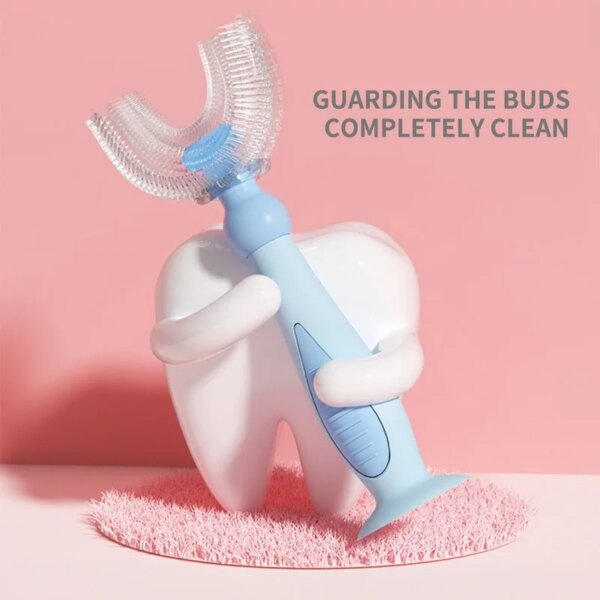 Brosse à dents en forme de U pour bébés, 360 degrés, nettoyage, fourrure douce, matériau de qualité alimentaire, brosse à dents pour enfants, fournitures quotidiennes