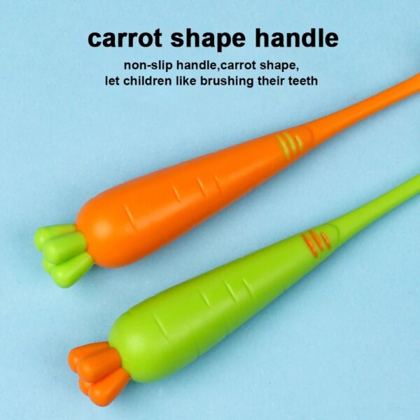 Brosse à dents pour enfants de 2 à 12 ans, brosse à dents en forme de carotte, poils Ultra fins de 0.15mm, 2 pièces