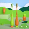 Brosse à dents pour enfants de 2 à 12 ans, brosse à dents en forme de carotte, poils Ultra fins de 0.15mm, 2 pièces