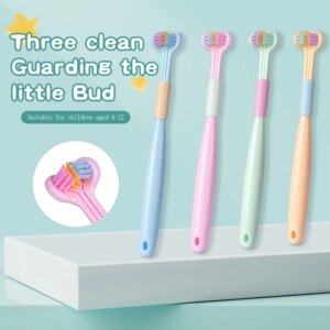 Brosse à dents à poils souples sur trois côtés, 360 degrés, nettoyage buccal en profondeur, pour enfants de 4 à 12 ans