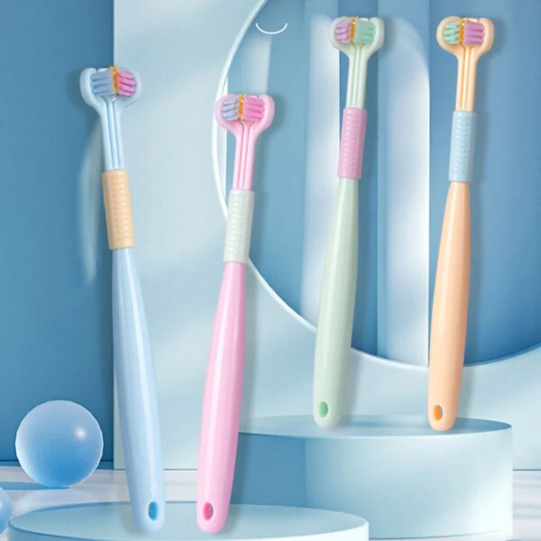 Brosse à dents créative à trois faces, poils Ultra doux, pour enfants, soins buccaux, sécurité dentaire, nettoyant pour la santé buccale