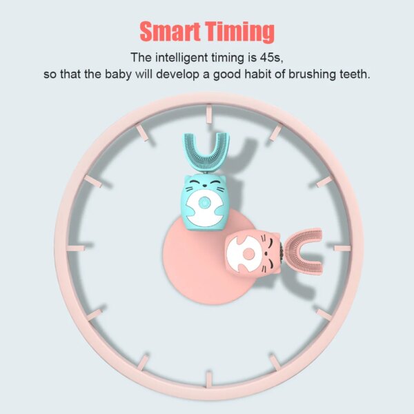 Brosse à dents électrique sonique en Silicone pour enfants, 360 degrés, automatique, Rechargeable par USB, intelligente, en forme de u