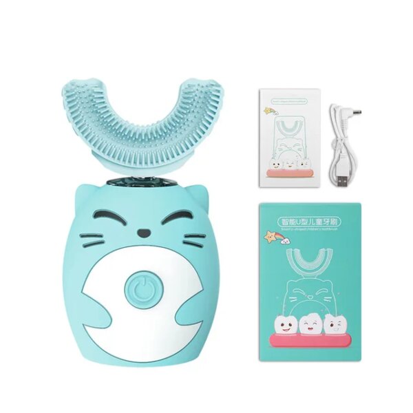 Brosse à dents électrique sonique en Silicone pour enfants, 360 degrés, automatique, Rechargeable par USB, intelligente, en forme de u