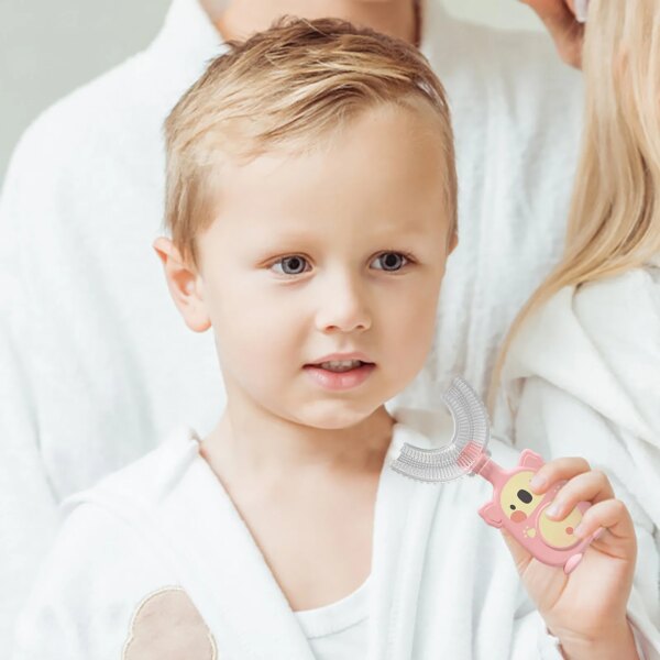 Brosse à dents en forme de U pour enfants, pour un nettoyage en profondeur à 360 °, blanchiment, Massage, brosse à dents de modélisation de Type U pour enfants