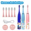 Brosse à dents électrique pour enfants Brosse à dents pour enfants sonique Dessin animé pour enfants avec brosse à dents de rechange Brosse à dents à ultrasons
