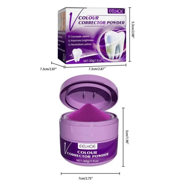 charbon dent , correcteur de couleur, couvrant les taches jaunes sur les dents