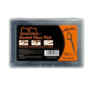 baton fil dentaire en bambou et charbon de bois, 50 pièces, brosse interdentaire