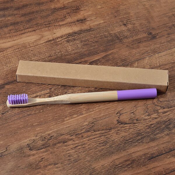 1 pc brosse à dents en bambou écologique poils moyens biodégradable