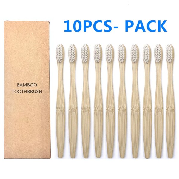 Brosse à dents en Bambou biodégradable, poils colorés, brosse à dents en Bambou naturel, brosses à dents en Bambou écologique, 10 pièces