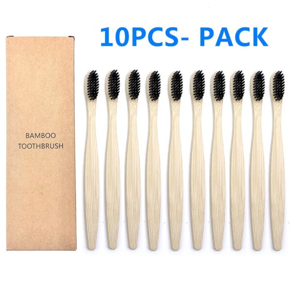 Brosse à dents en Bambou biodégradable, poils colorés, brosse à dents en Bambou naturel, brosses à dents en Bambou écologique, 10 pièces