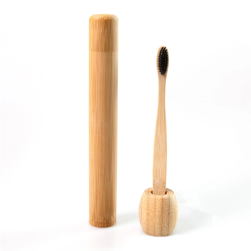 Ensemble de brosses à dents en bambou naturel pour adultes et enfants