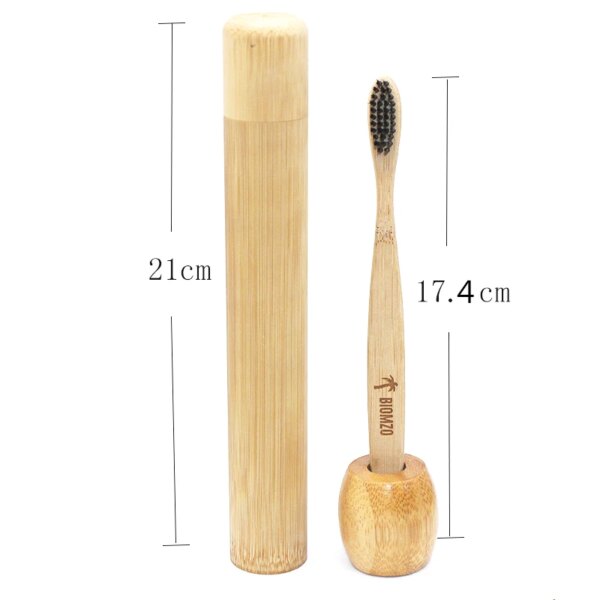 Ensemble de brosses à dents en bambou naturel pour adultes et enfants