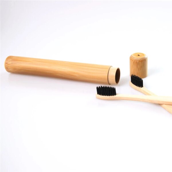 Ensemble de brosses à dents en bambou naturel pour adultes et enfants